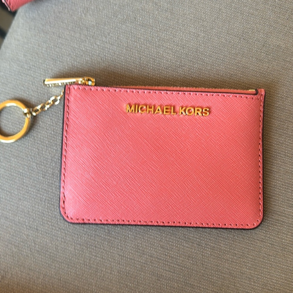 Michael Kors Jet Set Travel Small Coin Pouch ID Key Holder Wallet Grapefruit
